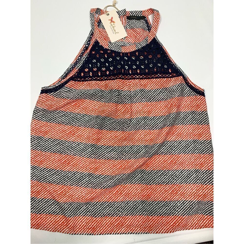 6--- THML Embroidery Blouse Halter Top Size Large NWT